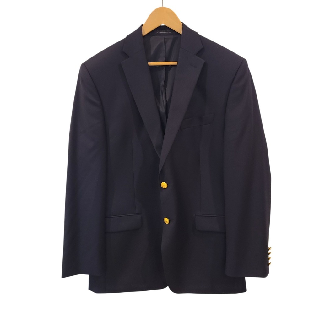 LAUREN Ralph Lauren 40R 100% Wool Blazer jacket Navy Men Gold Buttons Old Money